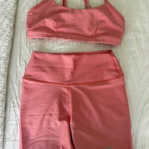 ALO Yoga Coral Sports Bra and shorts Set
